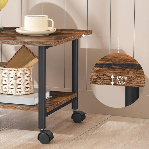 Hoobro Druckertisch Druckerständer rollbar (Druckerhalter Regal, 2 Ebenen, mit arretierbaren Rädern), für Büro, Home Office, Drucker, Fax