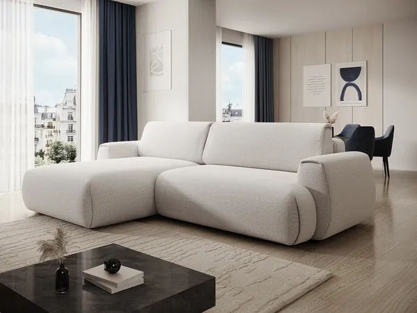 Vente-unique - MONELIA Sofa Stoff Weiß - B 167 cm x H 81 cm x L 270 cm