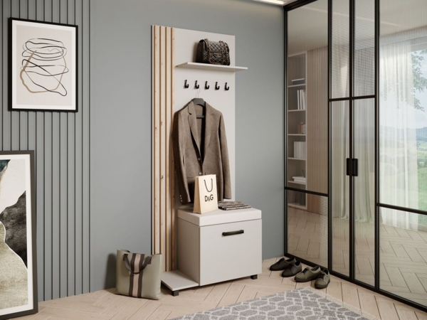 Beautysofa Garderobenschrank Garderobenschrank mit Aufhängern LIVIA (Mit eleganten Kleiderbügeln) mit Verschließbarer Schuhschrank