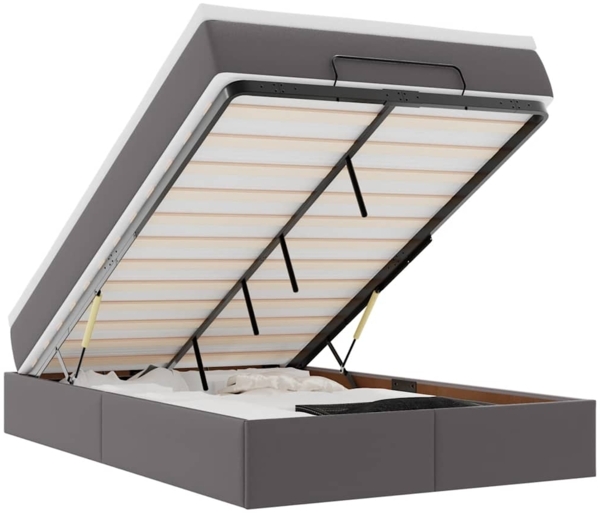 vidaXL Ottoman-Bett mit Matratze Grau 120x190 cm Kunstleder 3311029 Bild 1