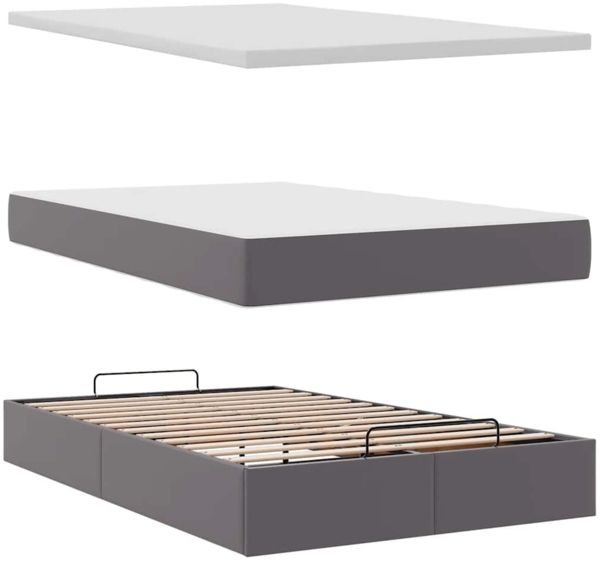 vidaXL Ottoman-Bett mit Matratze Grau 120x190 cm Kunstleder 3311029 Bild 7