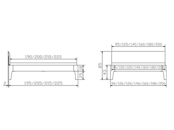 Xpress Hasena Xyvola Komfortbett Nussbaum geölt (85) 140 cm 210 cm 25 cm Bild 5
