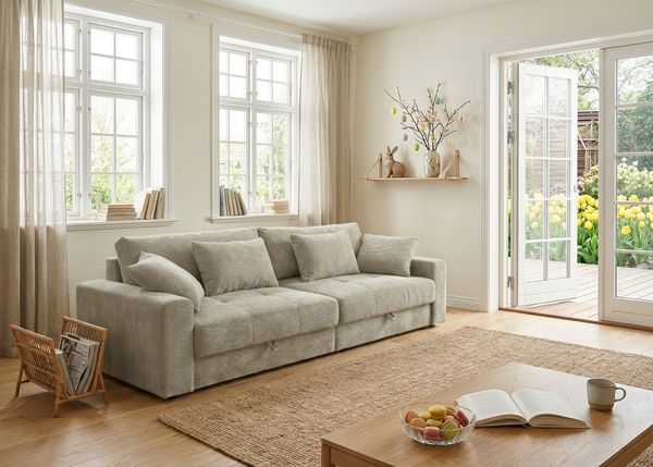 Jockenhöfer Gruppe Big-Sofa Space XL, B: 284 cm, Mega-Sofa mit Bettkasten & 4 Zierkissen