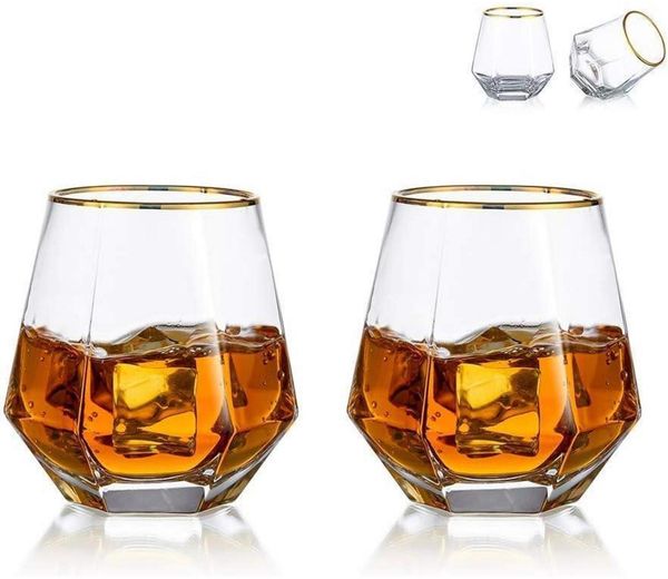 Diamond Whisky Glasses 2er-Set 300 Ml Whiskyglas Moderner Look Männer Frauen