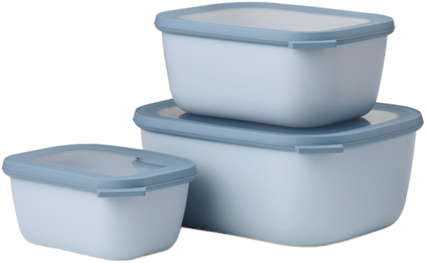 Mepal CIRQULA Multischüssel rechteckig 3er Set (0,75l 1,5l 3l) Nordic Blue