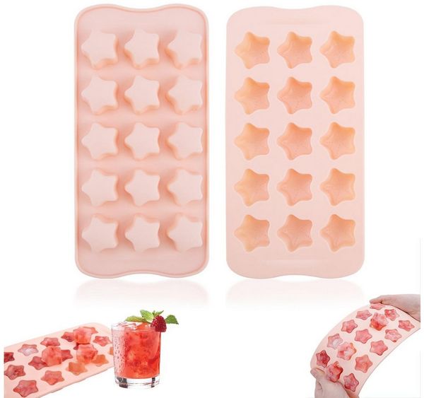 FOUORTUNATE-BEE Backform 2er Stern Eiswürfelform Silikon 15er Eiswürfelbehälter DIY Form, (2-tlg), Für Whisky Cocktails Desserts Schokolade Stern Eiswürfel Silikon