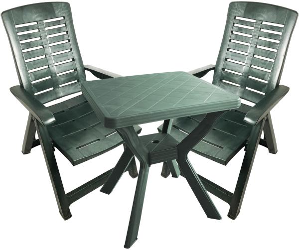 Kunststoff Sitzgarnitur Gartengarnitur Bistro Set 3-teilig Grün