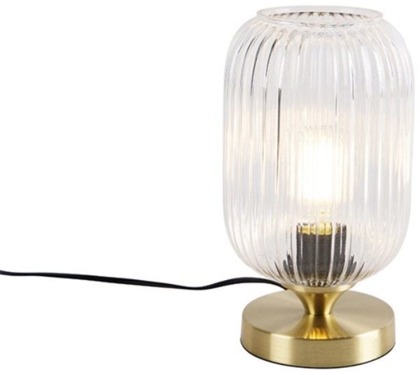 Qazqa Tischleuchte Banci, ohne Leuchtmittel, E27, Gold/Messing, Art Deco, Glas, 1-flammig