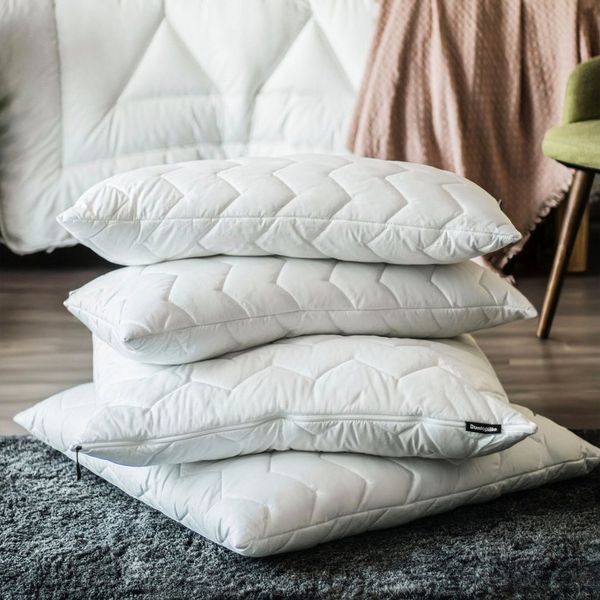 Dunlopillo Baumwollkissen Life 40x80 oder 80x80 cm, Dunlofill® Vital High-Tech-Faserbällchen, Füllung: Polyester, Bezug: 100% Baumwolle, Seitenschläfer, Bauchschläfer, Rückenschläfer, Aqua-Clean-Gewebe, allergikerfreundlich, pflegeleicht