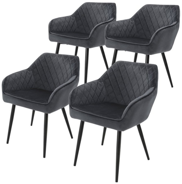 ML-DESIGN Stuhl Esszimmerstühle mit Rücken- & Armlehne moderne Design Küchenstühle (4 St), Polsterstuhl Esstischstühle 4er Set Samtbezug bis 120kg