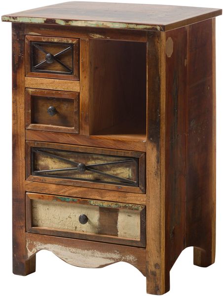 Kommode Altholz 55x40x80 mehrfarbig lackiert NATURE OF SPIRIT #128