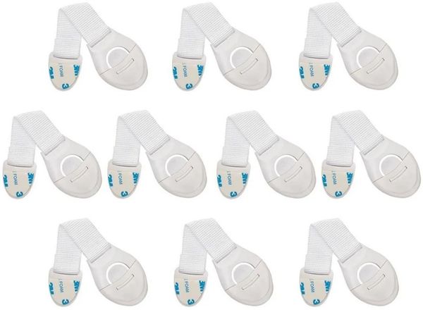 Ruhhy Kindersicherung Kindersicherung Schrank Schloss Set Türsicherung Klebeschutz 10 Stk, Universelle Türsicherung ca 20cm lang mit praktischem Öffnungssystem