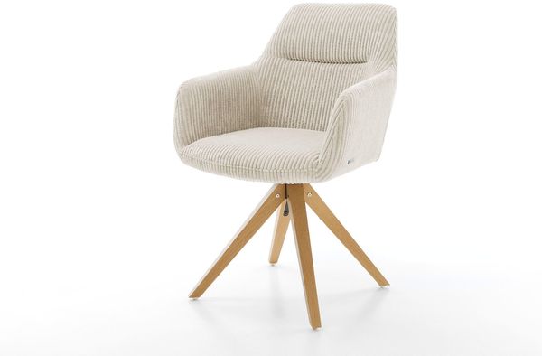Esszimmerstuhl Pejo-Flex Cord Beige Holzgestell kantig Natur Taschenfederkern