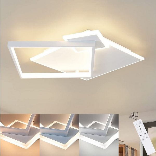 ZMH LED Deckenleuchte Modern Design Wohnzimmerlampe mit Fernbedienung Metall, LED fest integriert, Tageslichtweiß, 50W
