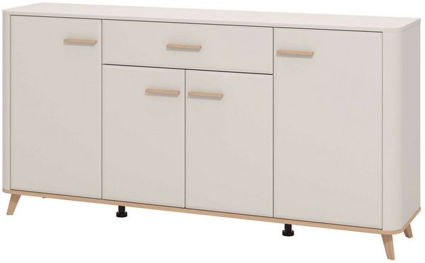 Home affaire Sideboard Darwen Kombikommode, Sideboard, Schubladenkommode, Abgerundete Kanten, matte Kaschmir-Oberflächen, Maße: 179,5x40x90,5 cm