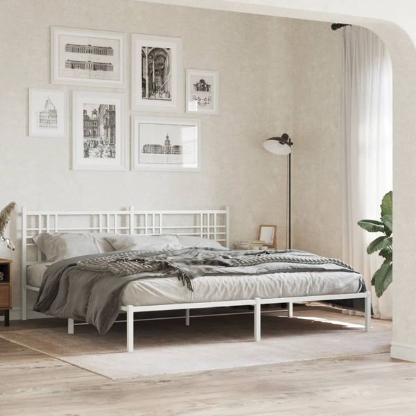 vidaXL Bettgestell mit Kopfteil Metall Weiß 200x200 cm 376380