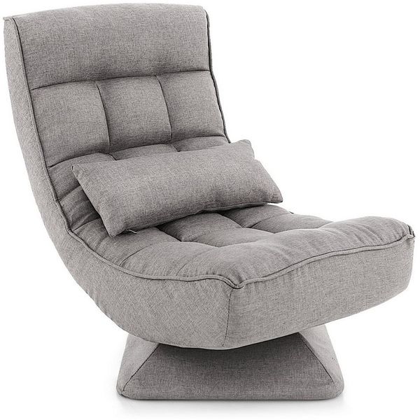COSTWAY Relaxsessel, 360° drehbar, verstellbar, klappbar,Kissen