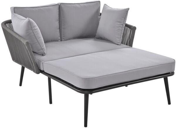 Merax Gartensofa mit 2 waschbaren Kissen, Stahl / Schwamm grau, 120 x 130 x 67 cm