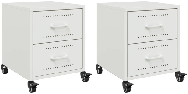 vidaXL Nachttische 2 Stk. Weiß 36x39x43,5 cm Stahl 846637