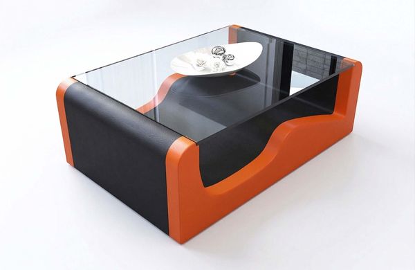 Couchtisch Wave - Kunstleder - schwarz-orange