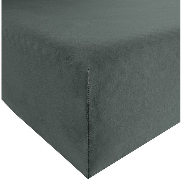 Erwin Müller 'Freising' Spannbettlaken, Gummizug: Rundumgummi, 1 Stück, Elasthan-Jersey-Stretch Uni, Anthrazit, Spannbettlaken | 80x200 - 80x220 cm