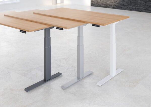Sitz-Steh-Schreibtisch elektrisch 120x80 cm Nussbaum/Silber Bild 2