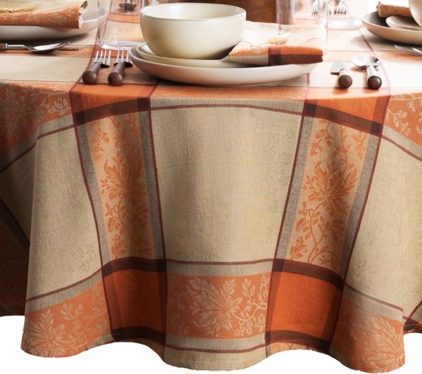 Elrene Home Fashions Herbsternte Jacquard-Tischdecke, gewebte Herbstfolie, Erntedankfest, Baumwolle, 152,4x213,4 cm, oval