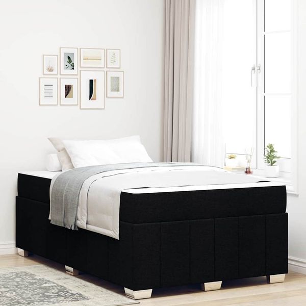 vidaXL Bettrahmen mit Matratze Schwarz 120 x 200 cm Stoff 3398281