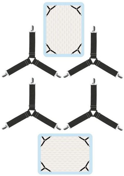 BAYLI Spannbettlaken 12er Set Verstellbare Bettlakenspanner Betttuchspanner mit Metallclips