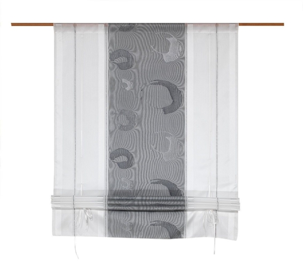 Clever-Kauf-24 Raffrollo Bändchen-Raffrollo, anthrazit-weiß, BxH 70x135cm oder 90x135cm, mit Stangendurchzug