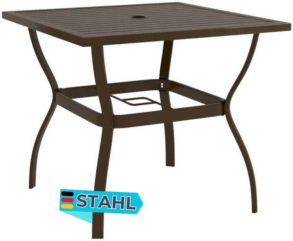Gartentisch TOMMI Braun 81,5x81,5x72 cm Stahl | Outdoortisch Bistrotisch Terrassentisch