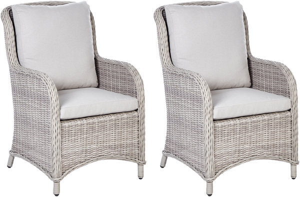 Beliani 'CASCAIS' Gartensessel 2er Set, PE Rattan taupe