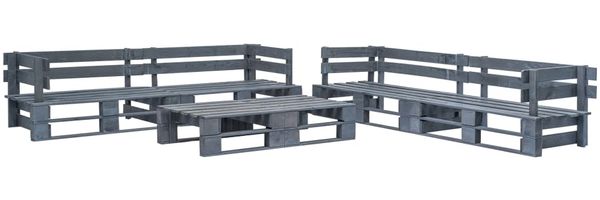 vidaXL 6-tlg. Garten-Sofagarnitur aus Paletten Holz Grau 276322