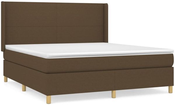 vidaXL Boxspringbett mit Matratze Stoff Dunkelbraun 160x200 cm, Härtegrad: H2 [3131844] Bild 2