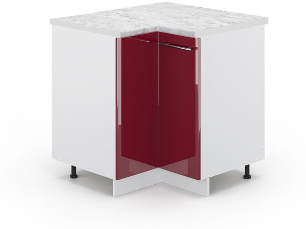 Eckunterschrank Fame-Line Bordeaux Hochglanz 80.5 cm , AP Marmor Vicco