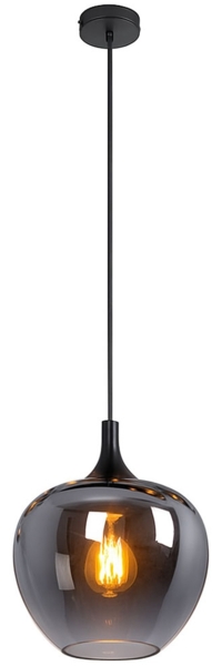 LED Pendelleuchte, Metall, Rauchglas, schwarz, H 120 cm