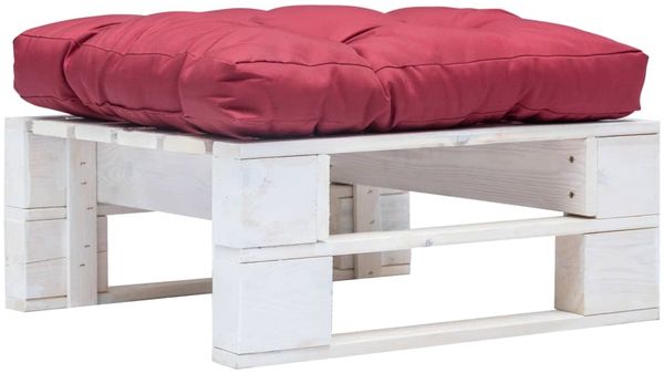 vidaXL Garten-Ottomane Paletten mit Kissen in Rot Holz Weiß 277376