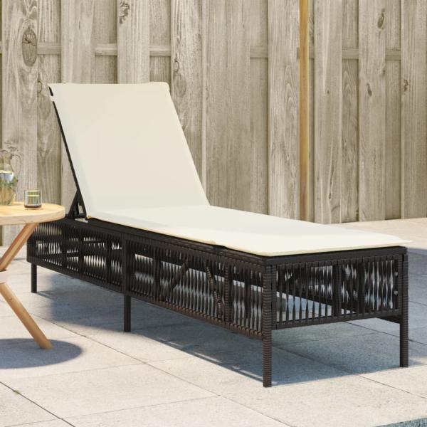 vidaXL Sonnenliege mit Auflage Braun Poly Rattan 4002738