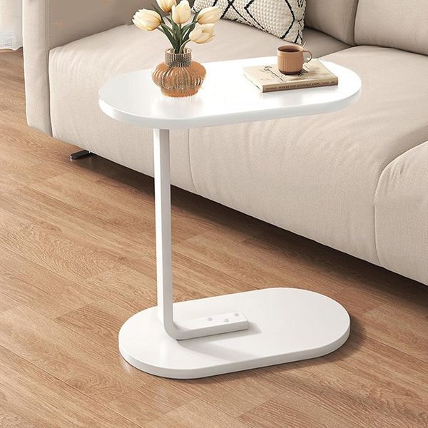 Couchtisch Sofatisch Kaffeetisch Nachttisch,45 cm x 30 cm x 60 cm Ablagetisch elliptisch Wohnzimmertisch,Weiß