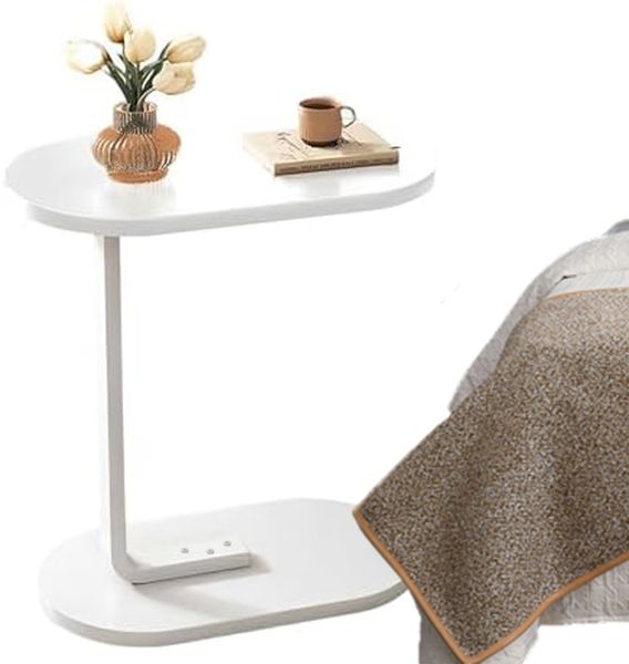 Couchtisch Sofatisch Kaffeetisch Nachttisch,45 cm x 30 cm x 60 cm Ablagetisch elliptisch Wohnzimmertisch,Weiß Bild 10