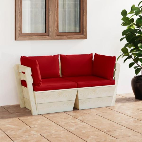 vidaXL Garten-Palettensofa 2-Sitzer mit Kissen Fichtenholz 3063390