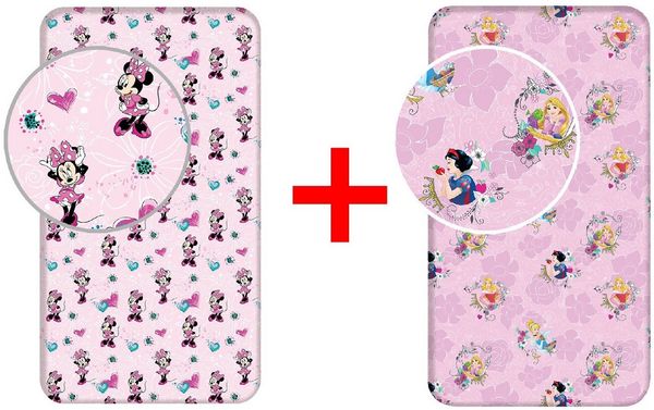 Disney Spannbettlaken Disney Minnie Maus + Schneewittchen Bettlaken 90x200cm 2er-Set, Renforcé, (2 Stück)