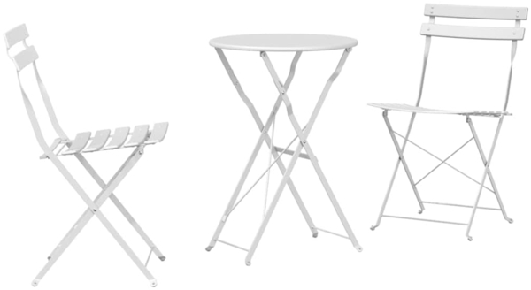 vidaXL Klapp Bistro Set 3 pcs Weiß Stahl 42002968
