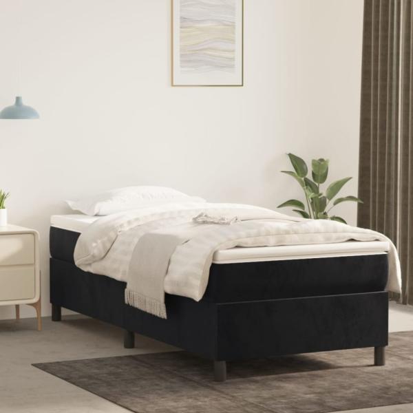 vidaXL Boxspringbett mit Matratze Schwarz 90x200 cm Samt 3144659