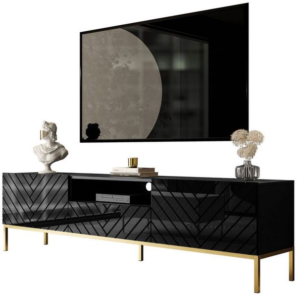 Lookway TV-Schrank SANTILE 190 cm auf goldenen Beinen Hochglanz