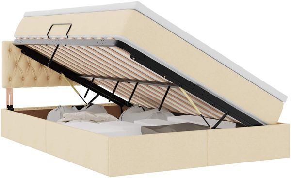 vidaXL Aufbewahrungsbett mit Matratze Creme 140 x 200 cm Holzwerkstoff 3370579 Bild 2