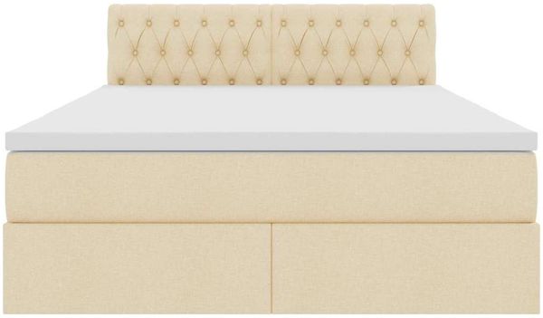 vidaXL Aufbewahrungsbett mit Matratze Creme 140 x 200 cm Holzwerkstoff 3370579 Bild 7