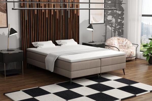 Boxspringbett Schlafzimmerbett BREST 160x200cm Stoff Soro Cappuccino