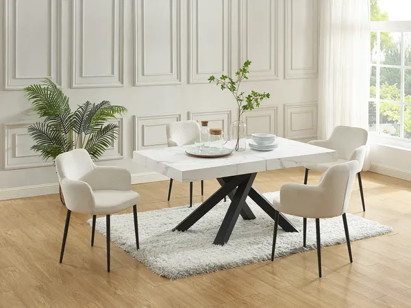 Vente-unique - CATONAV Esstisch Holz, Platte Weiß - B 90 cm x H 75 cm x L 200 cm160 cm240 cm