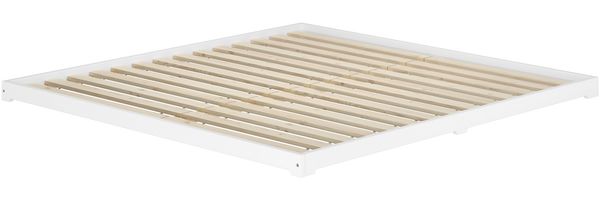 Weißes Niederflurbett 200x200 extra flach Holzbett Kiefer V-60.47W-20Rollrost und Matratze inkl. Bild 2